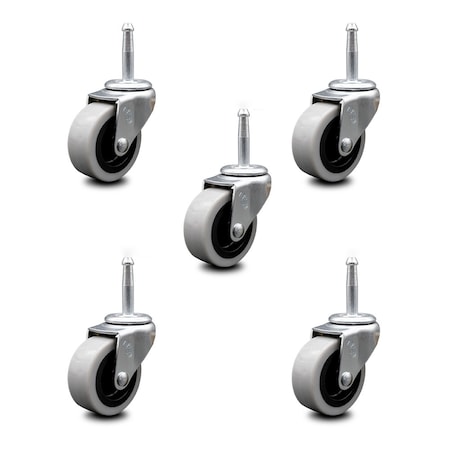 Service Caster 2 Inch Polyurethane Wheel 5/16 Grip Neck Stem Caster, 5PK SCC-GN05S210-TPUS-5